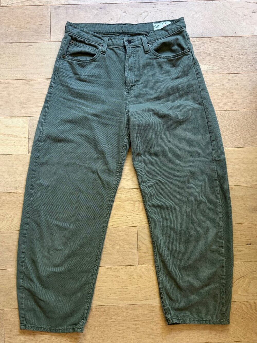Gap High Rise Barrel Jeans Olive Green Size 10